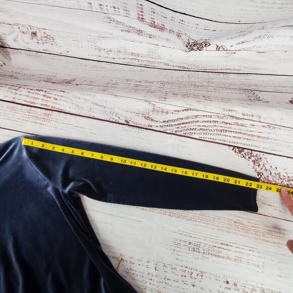 J.Crew Blue Velvet Midi Sweater Dress Sz S Luxurious Dark Romantic Party Holiday - Picture 6 of 11